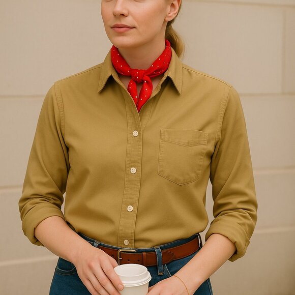 Alex Mill Bobby Shirt Women’s M Khaki Cotton Minimalist Button Down Long Sleeve - Picture 1 of 9